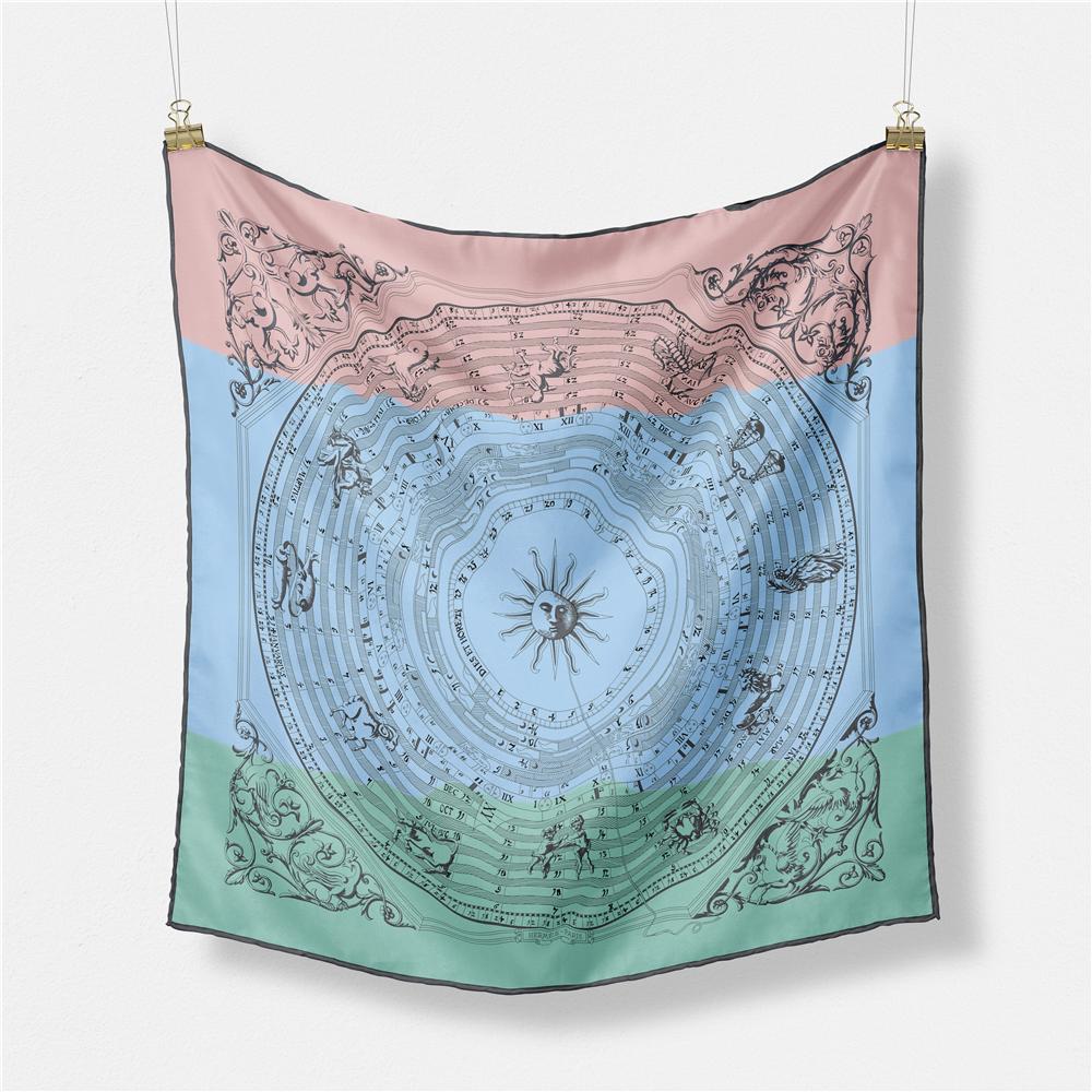 

Twill Silk Scarf Woman Constellation Print Square Scarves Wraps Bandana Small Hijab Foulards Lady Tie Headband Neckerchief 53CM 53CM x 53CM