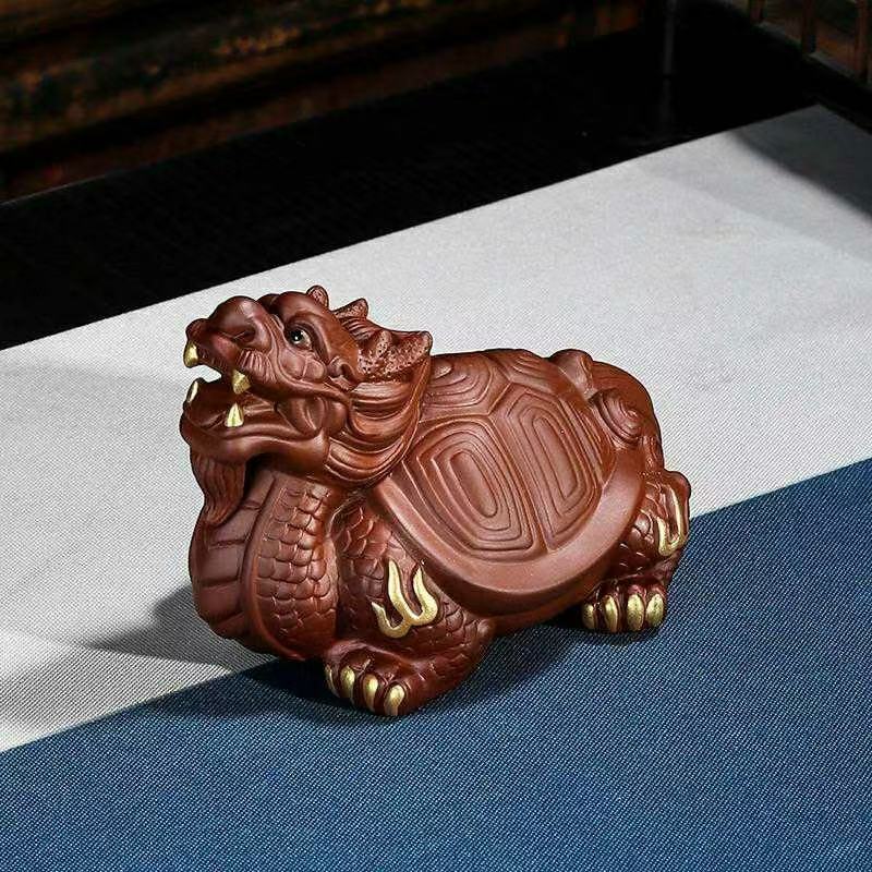 Ceramics Dragon turtle mascot Decoration Small Statue- Chinese characteristic  Suitable for home and office Longevity Decor