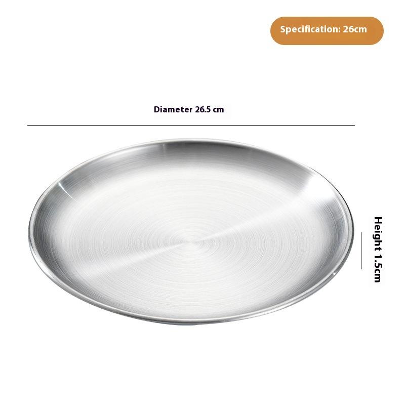 1 Pcs Thickened New Stainless Steel Disc Golden Cafe Tray Dining Disc Fruit Meat Dessert High Quality Round Plate Shallow Tray