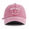 1pc MONACO Print Washed Baseball Cap for AdultsMinimalist Retro Style Casual Soft Adjustable Dad HatPerfect As Gift