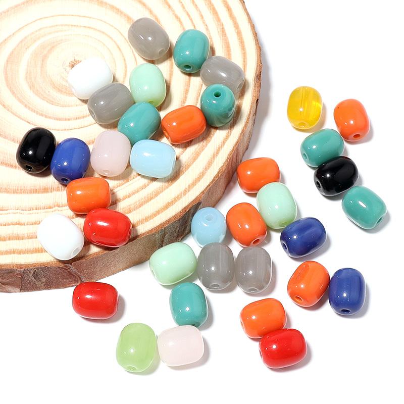 30pcs/lot Solid Oval Cylindrical Glass Beads For Jewelry Making Loose Spacer Beads DIY Bracelet Necklace Accessory