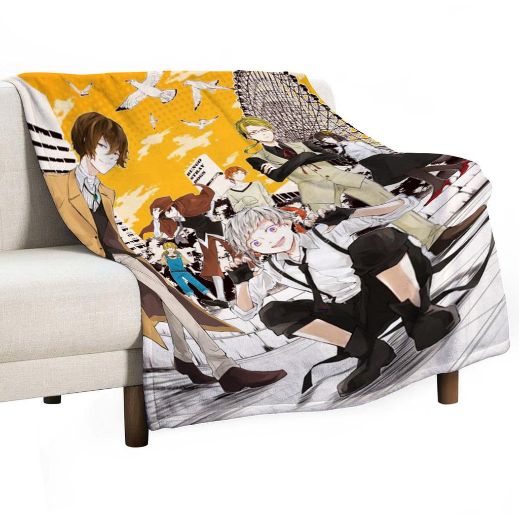 Bungo Stray Dogs Sofa Throw Blanket Luxury Cover Fluffy Soft Blankets & Throws Knee Microfiber Anime Child Cute Home Textile