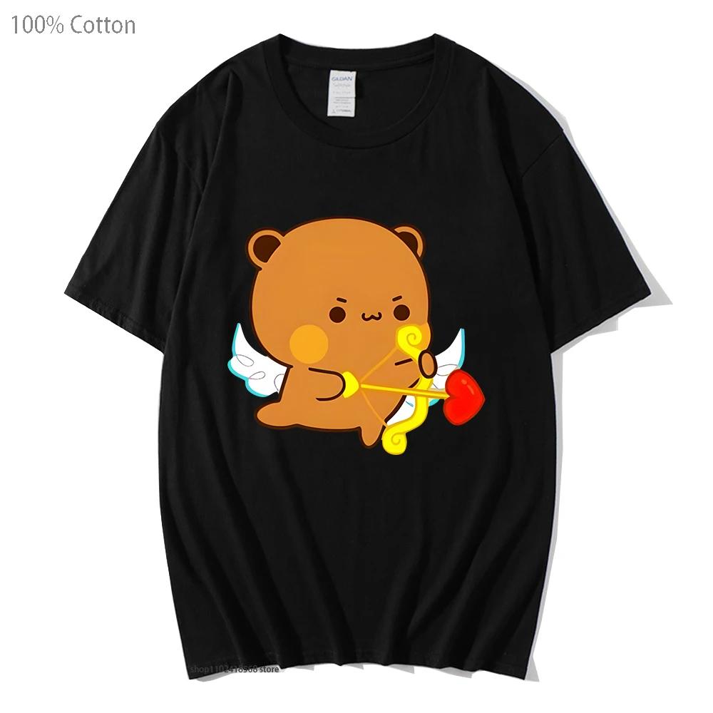 Cute Dudu and Bubu T-Shirts Panda and Brownie Bear Couple Tshirt Cotton Clothes Summer Soft Tees Korean Style Men Women Top