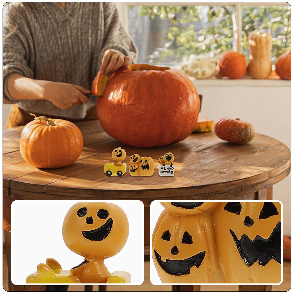 3 Pcs Halloween Pumpkin Decoration Household Ornament Miniature Decorations Simulated