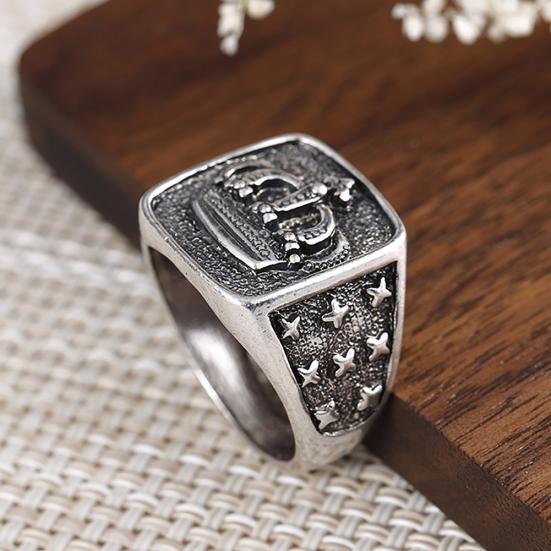 Retro-Krone, versilbert, Legierung, Herrenring, Fingerdekoration, Party, Bar, Schmuck, Geschenk