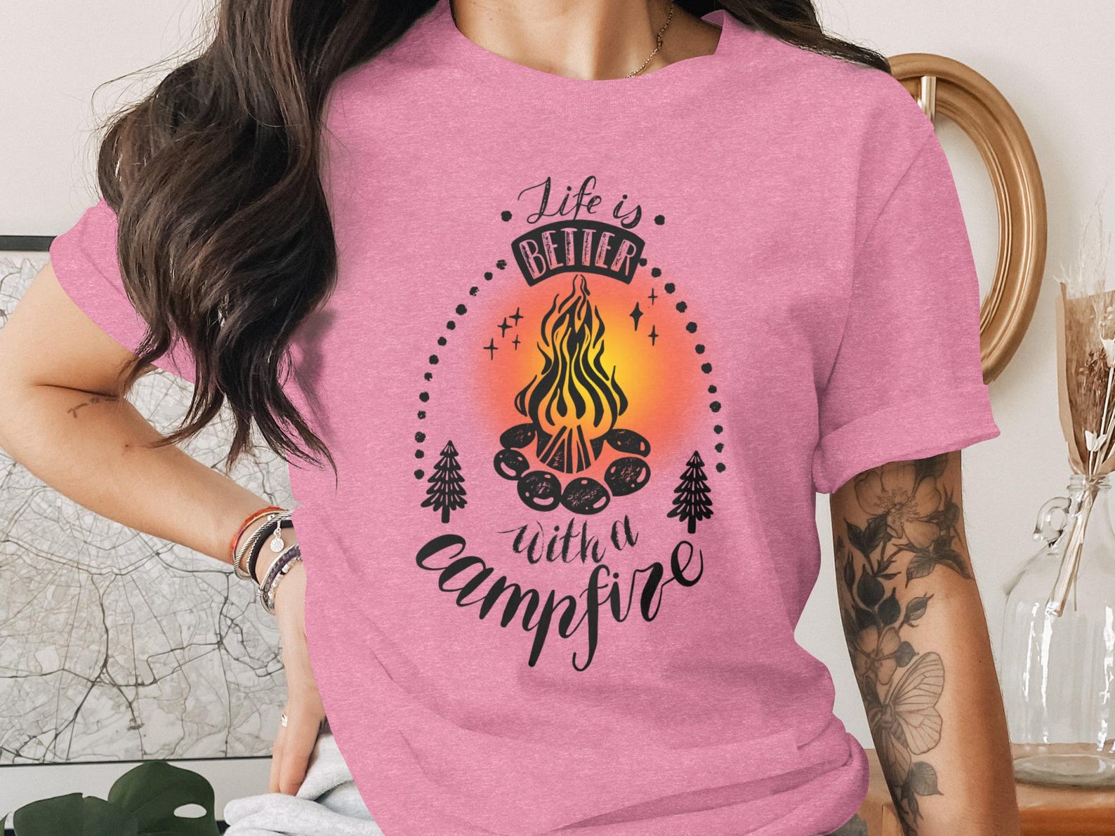 Campfire T-Shirt, Life is Better with Campfire, Outdoor Adventure Tee 2XL