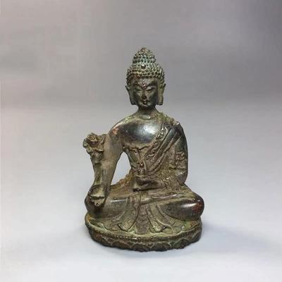 Miniature Buddha Statue of Yakushi Nyorai Antiqued Protective Principal Deity for and Rinzai Made of Promotes Recovery from Protection from and Good