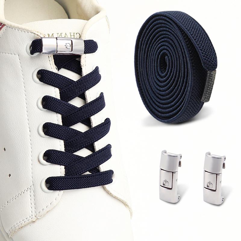 Flat Elastic Shoelace for Sneakers Sport Tieless Shoe Laces Press Lock No Tie Shoelaces One Size Fit All Adult Kids 1Pair/2Pair