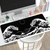 UkiyoE Wave Sakura Print Large Gaming Mousepad NonSlip Rubber Base Stitched Edge Office Keyboard Workstation Decor