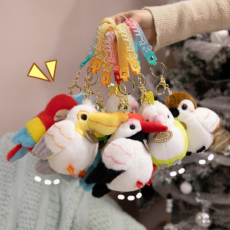 12cm Fun Bird Plush Doll Pentant Clap Ring Stand Shoulder Sparrow Parrot Pelican Raccoon Tree Nest Animal Plush Toy Home Decor