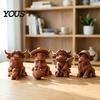 3D Printed Cow Sculpture Rustic Highland Ornament, Terracotta Color Statue, Modern Home Accessory Cute Figurine for Desk Shelf Farmhouse