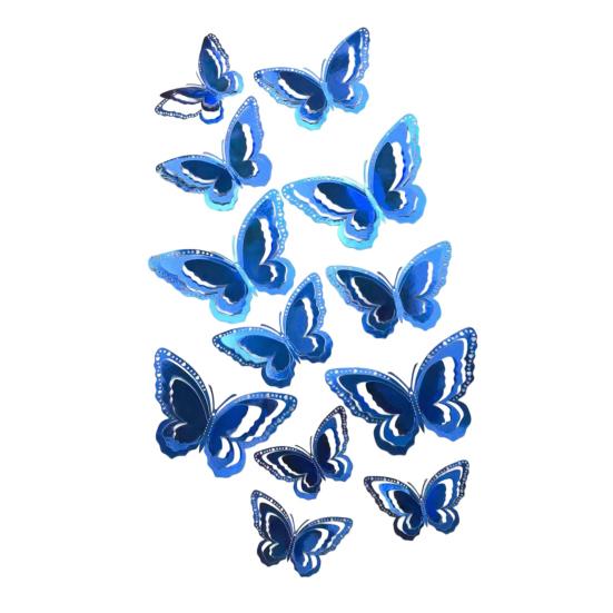 12 Pcs 3 Layers Wing Butterfly Wall Decor Removable 3D Hollow Butterfly Wall Decals for Crafts Home Bedroom Baby Shower Birthday Party Cake Decoration