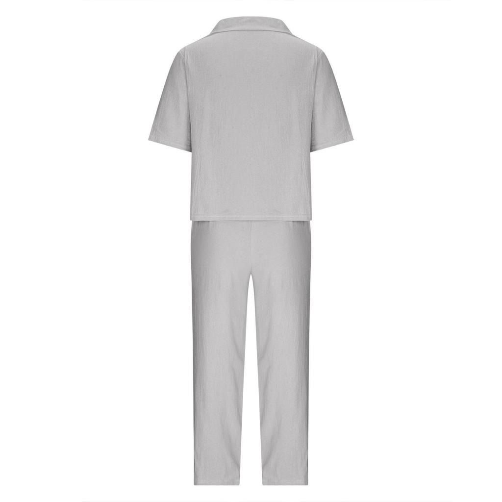 European & American Plus Size Women's Casual Summer Two-Piece Set with Short Sleeve Round Neck