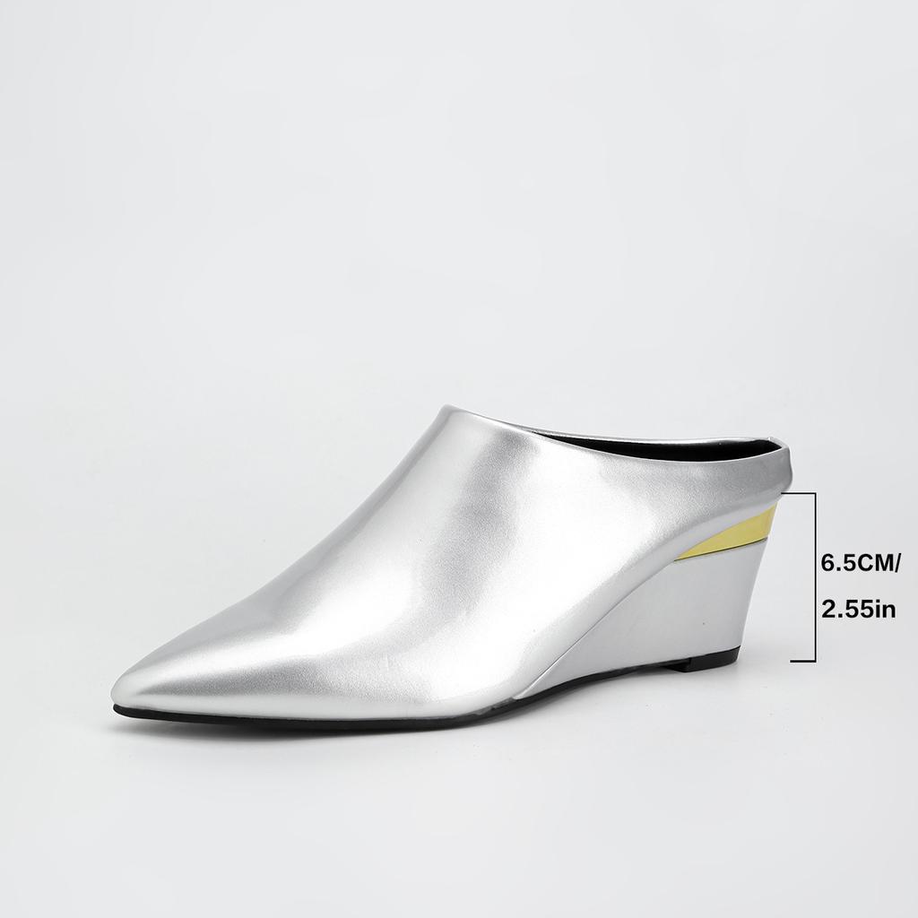 Ανεμοειδές τακούνι, μυτερό, ψηλοτάκουνα ασημί σανδάλια, βαθύ ντεκολτέ, λουστρίνι, απλά, μεγάλα μεγέθη, γυναικεία σανδάλια