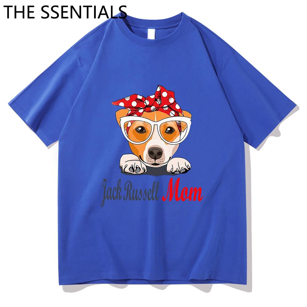 Jack Russell Terrier Mama T-Shirt Unisex Harajuku Lustige süße Hund Oma T-Shirts Unisex Cartoon Ästhetische Grafik Tägliche Baumwoll-T-Shirts