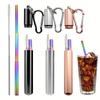 Reusable Telescopic Straw 304 Stainless Steel Suction Tubes with Cleaning Brush Portable Drinking Straw Set for Travel with Case