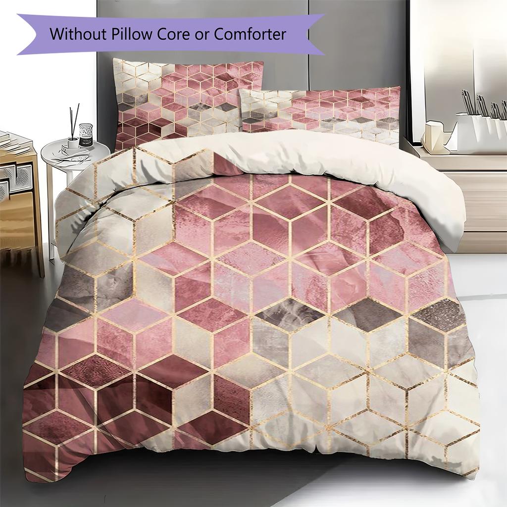 Geometric Marble Pattern Bedding Quilt Set Quilt Cover Pillowcase Home Decoration Gift (1 * duvet cover + 2 * pillowcase, without core)
