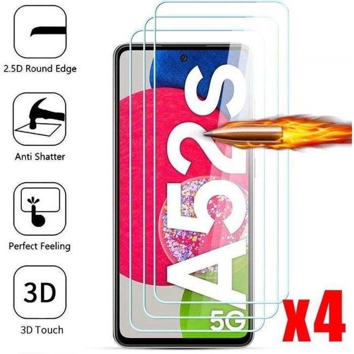 Protection écran en verre trempé pour Samsung Galaxy A52s 5G - PROSHOP - Lot de 4 - Résistance 9H - Anti-rayures