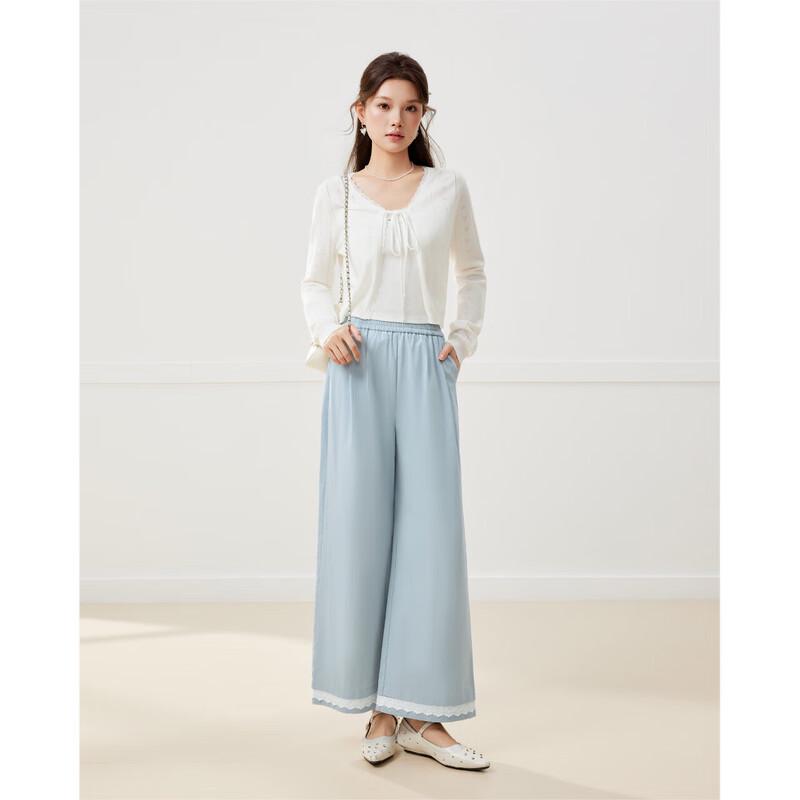 IEF Women's Korean Style Cropped Wide-Leg Pants