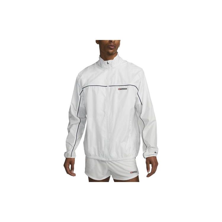 

Nike Track Club Logo Embroidered Stand Collar Zip-Up Jacket Men Jacket White FB5515-121