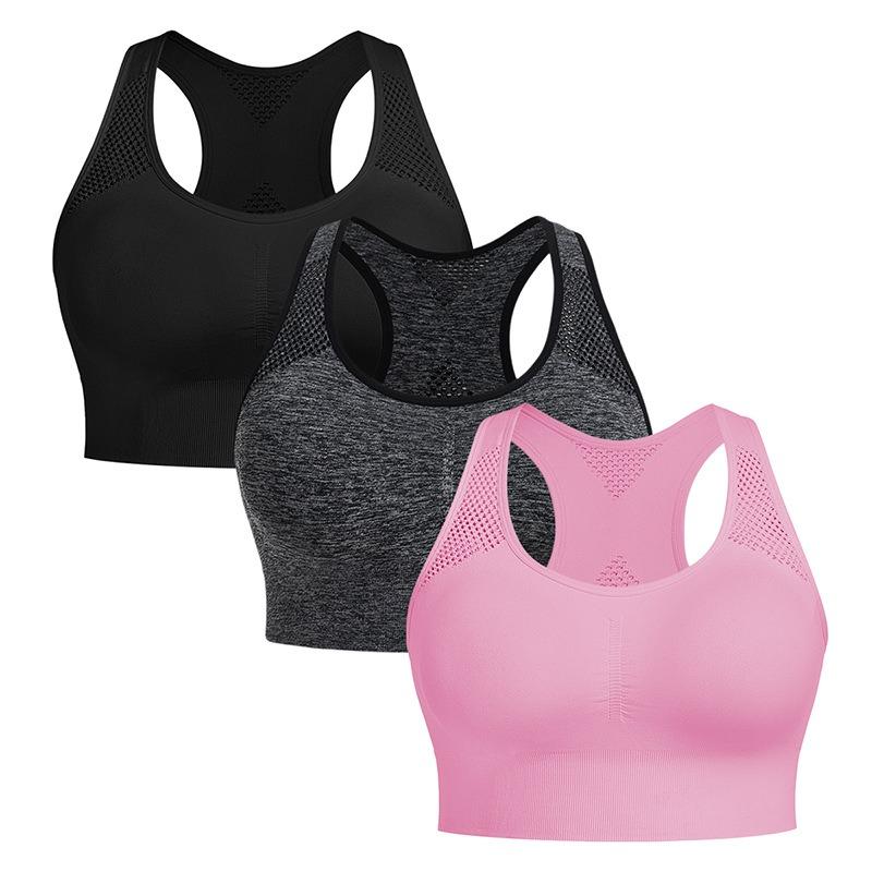 Plus Size Solid Color Shockproof Women Sports Bra For Running Yoga Fitness