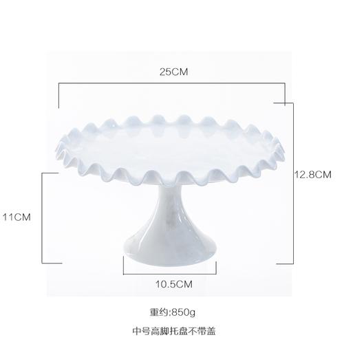 Keramik Kuchenständer Hohe Füße Kuchenplatte Obstschale Desserttisch Displayständer Glasabdeckung Hochzeitsfeier Dekoration Haushalt