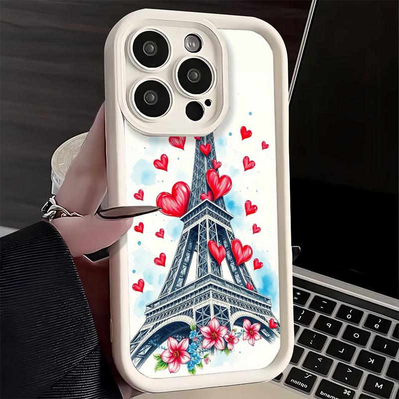 Phone Case for iPhone 17 Air 16E 15 16 Pro Max France Eiffel Tower Paris Cover 14 Plus 13 12 Mini Soft Shell Silicone Fundas
