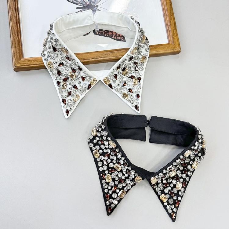 Fashion Jeweled Detachable Collar Shawl Versatile Lapel Colorful Rhinestones Collar Shawl for Dress Shirt