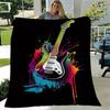 1pc Guitar Printing Lightweight Flannel Blanket, Comfortable and Warm Blanket, for Camping Sofa Bed and Couch Office, Gift