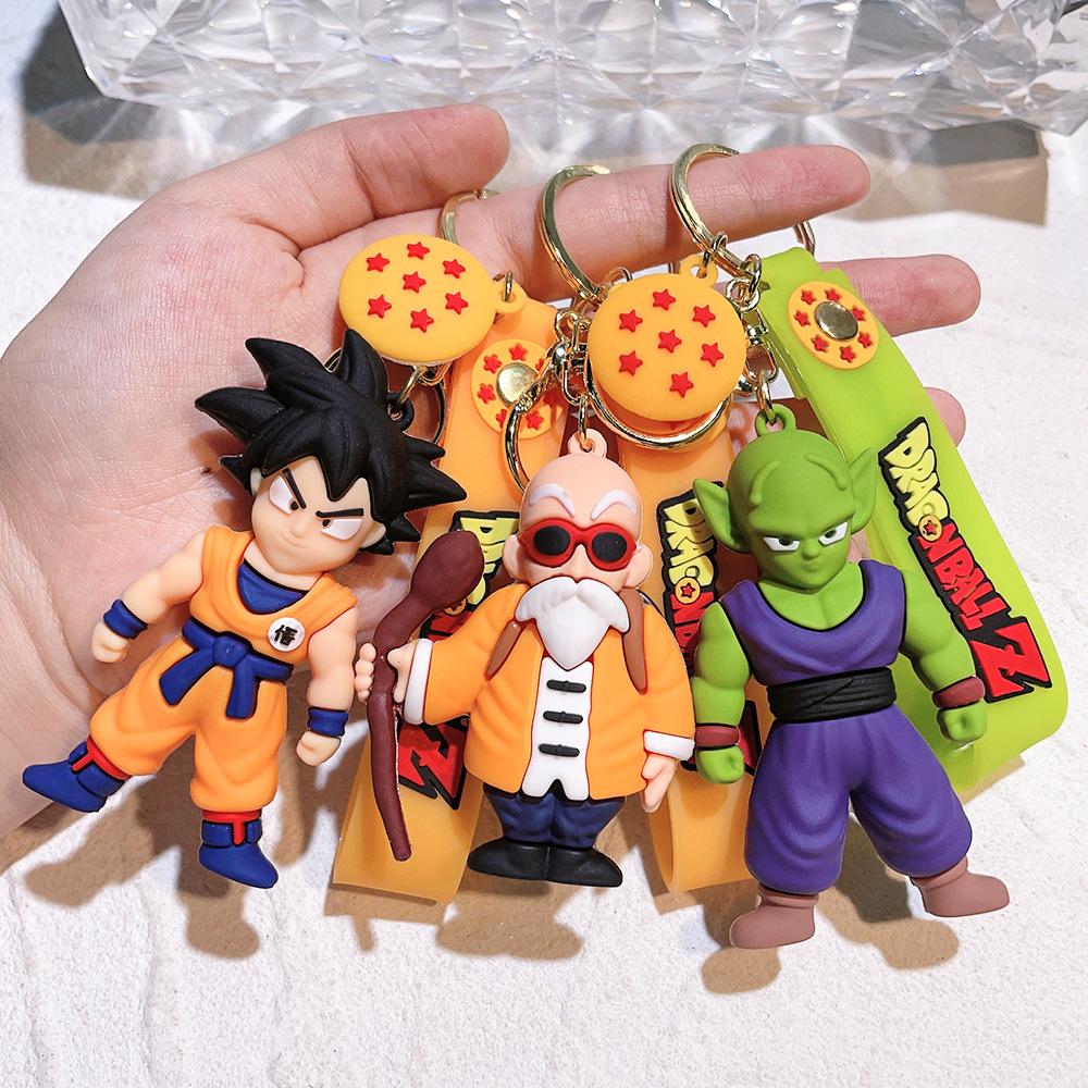 Dragon Ball Z Keychain Anime Super Saiyan Goku Figure Cute Keyring Bag Pendent Car Ornament Key Accessories Kids Toy Xmas Gifts