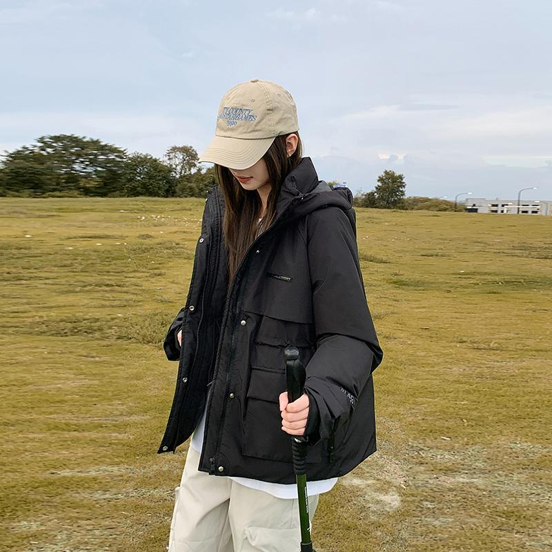 Automne Hiver Épaissir Chaud Parka Femmes Décontracté Doux Couleur Unie Grande Poche Lâche Manteau À Capuche Vestes Vêtements D'extérieur