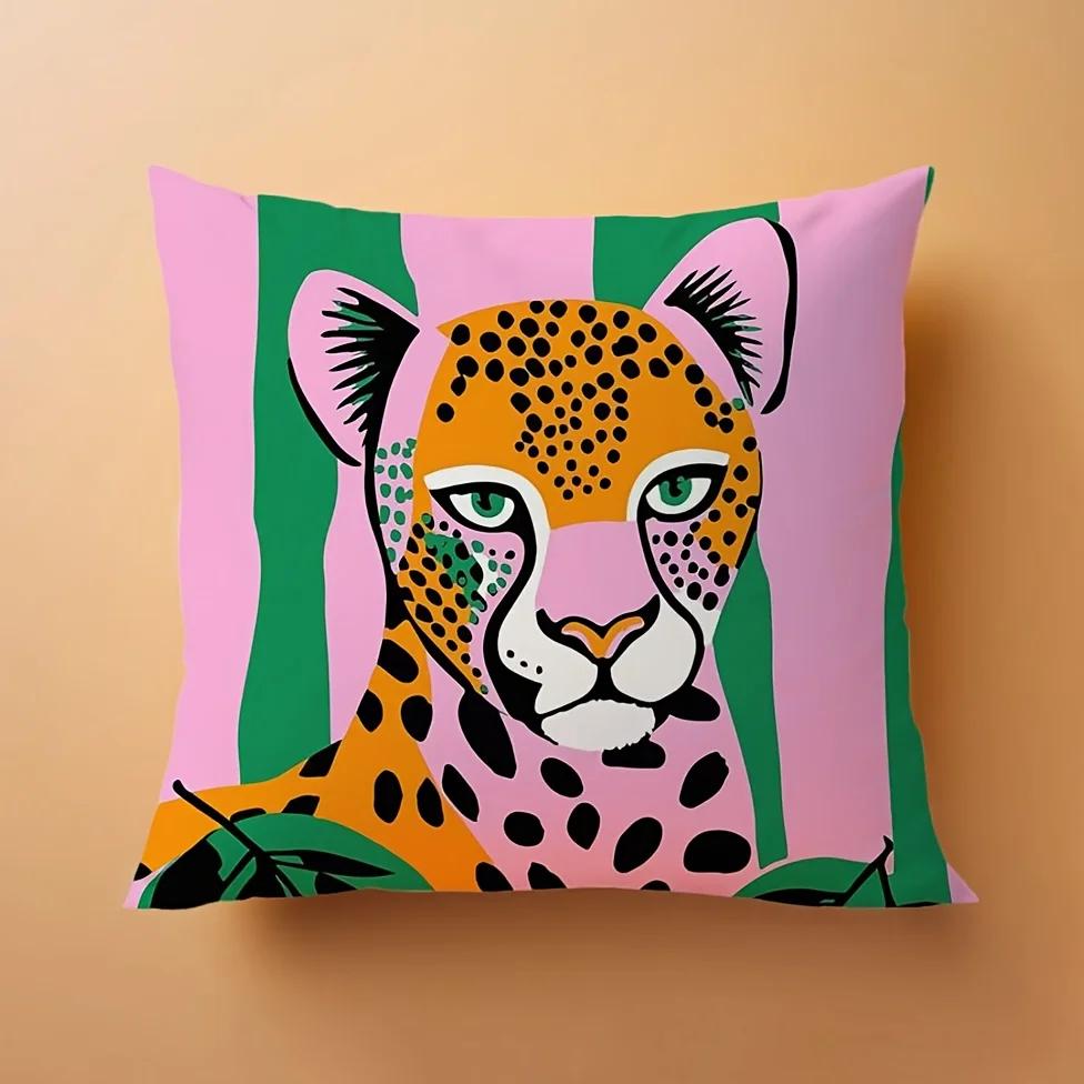 

Fundas de cojín de leopardo de selva tropical, funda de almohada acogedora para silla y sala de estar, fundas de almohada para 12x12Inch