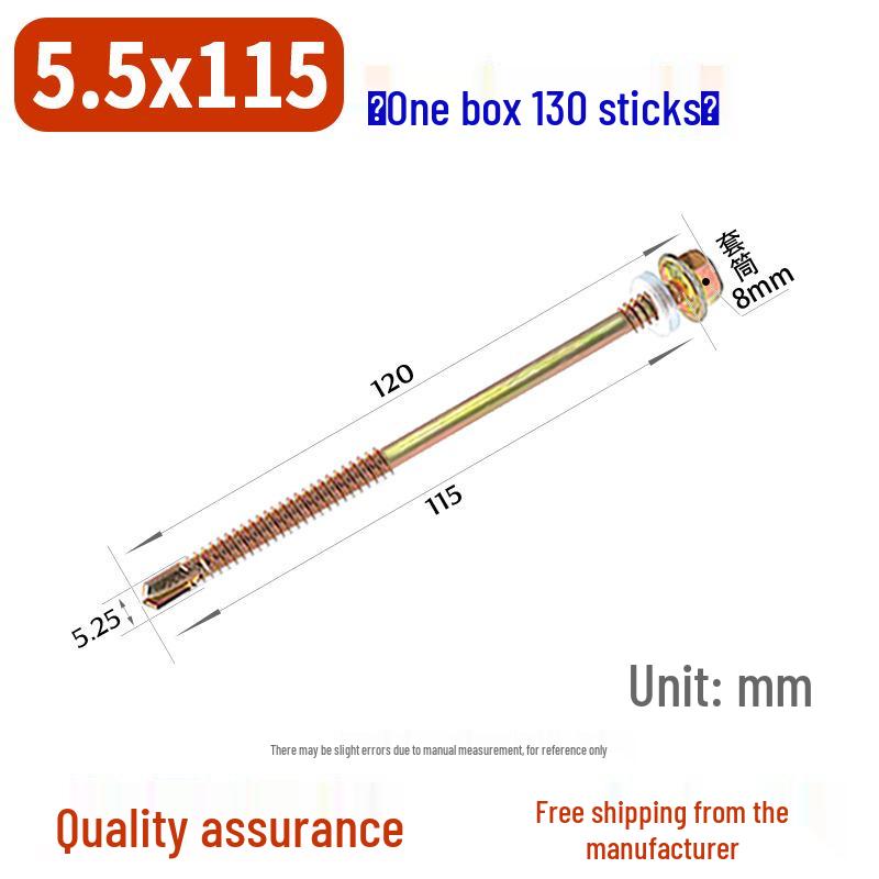 Selbstbohrende Schraube mit verlängertem Sechskantkopf für Farbstahl und Dachziegel aus Harz