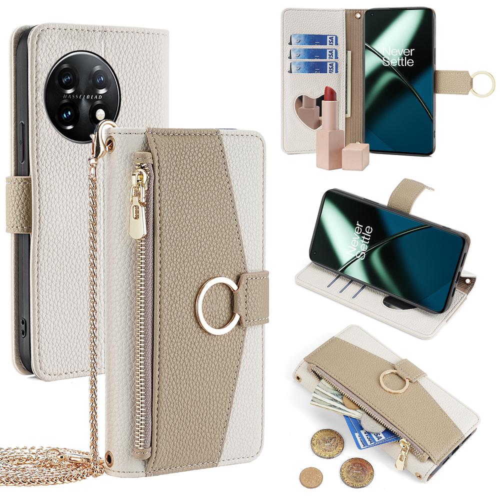 

For OnePlus 11 5G Case Crossbody Phone Bag PU Leather Wallet Cover White