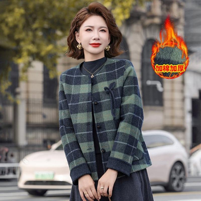 

Осень и зима новые куртки средней и малой длины утолщенные и бархатные модные омолаживающие клетчатые куртки 5XL [recommended 150-80kg] зелёный