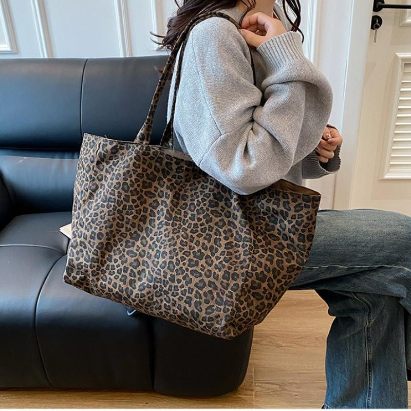 Borsa Tote Leopardata alla Moda da Donna per Tempo Libero e Pendolarismo Borsa a Spalla Grande con Texture Semplice Borsa portaoggetti Uso Quotidiano Casual