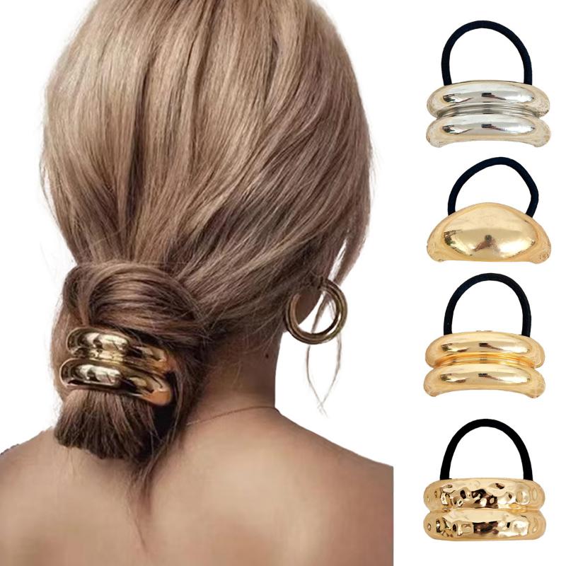Fashion Alloy Headband Headdress Cool Style Ponytail Hair Ring High-end Seamless Hairband Set