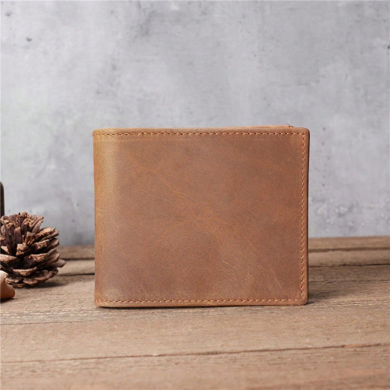 Portefeuille rétro en cuir, porte-monnaie, petit sac porte-cartes multi-emplacements, pince-billets, cuir ciré à l'huile 1118 Red Brown multicolore