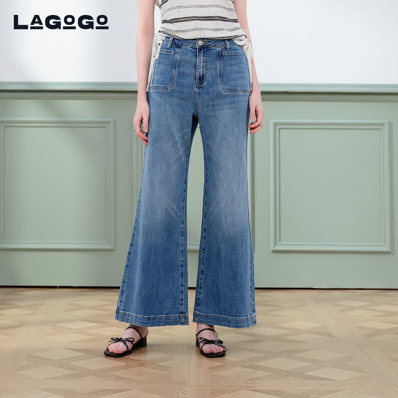 LAGOGO Women s High-Waisted Flared Jeans S