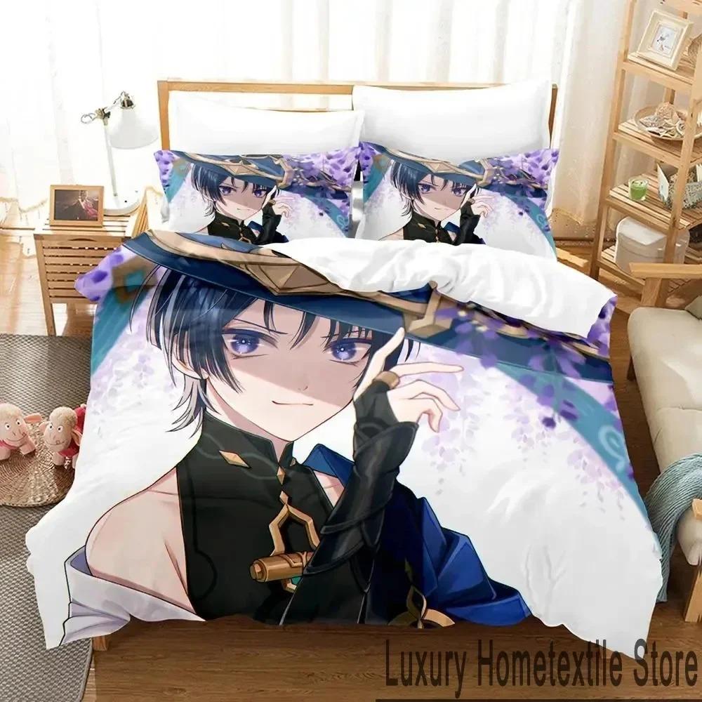 Anime Spel Genshin Impact Scaramouche Sängkläder Pojkar Flickor Twin Queen King Size Påslakan Örngott Säng pojkar Vuxen