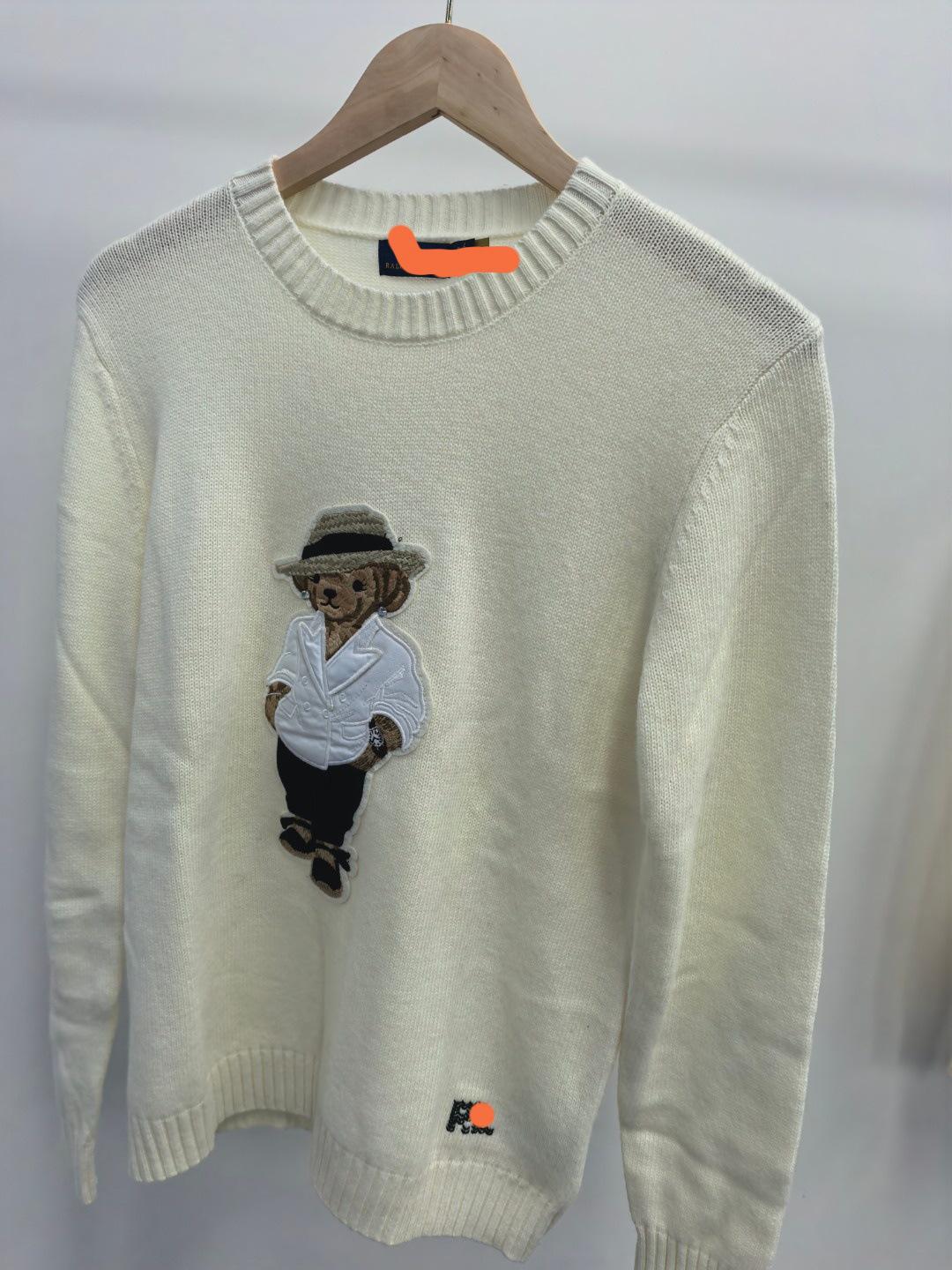 

Високоякісний жіночий бавовняний светр з мультяшним ведмедиком для осені/зими 2025 Large білий