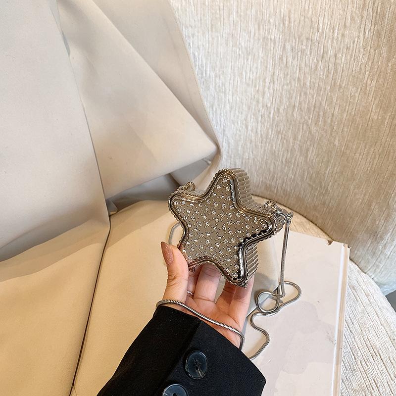 

Персонализированный стиль, акриловая коробка в форме пятиконечной звезды, маленькая сумка, женские новые наушники 2025 года, помада, мини-кошелек для мелочи. серебряный