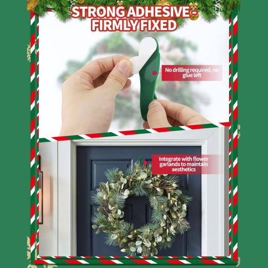 Weihnachtskranzaufhänger Kaminsims Girlandenhaken Selbstklebende Weihnachtsstrumpfaufhänger Wiederverwendbare Kranzhaken für Kamin Treppenhaus Geländer