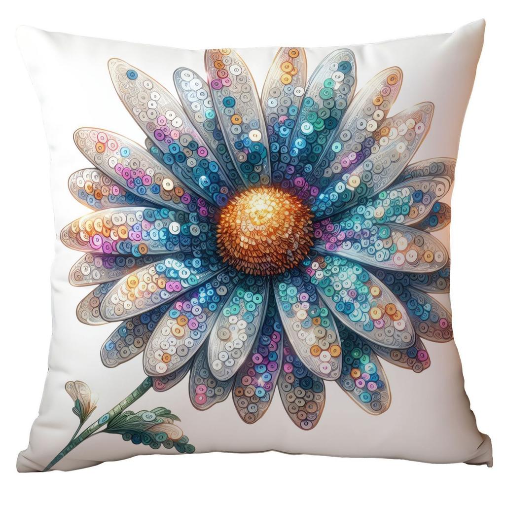 New Glitter Daisy Printed Pillowcase Light Luxury Floral Home Living Room Sofa Cushion Pillowcase