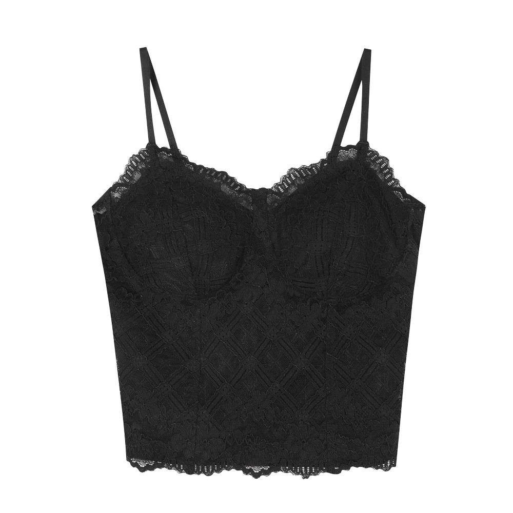 Transparent Lace Corset Fishbone Crop Tops Fashion Lace Camisole Travel