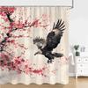 Chinese Japanese Ink Painting Shower Curtain Red Plum Blossom Art Painting Retro Style Polyester Shower Curtains Bathroom Decor