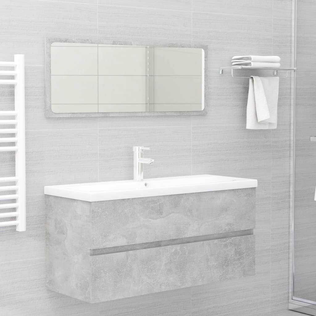 Bathroom Vanity Cabinet In Concrete Grey 100 X 38.5 X 45 Cm Particleboard