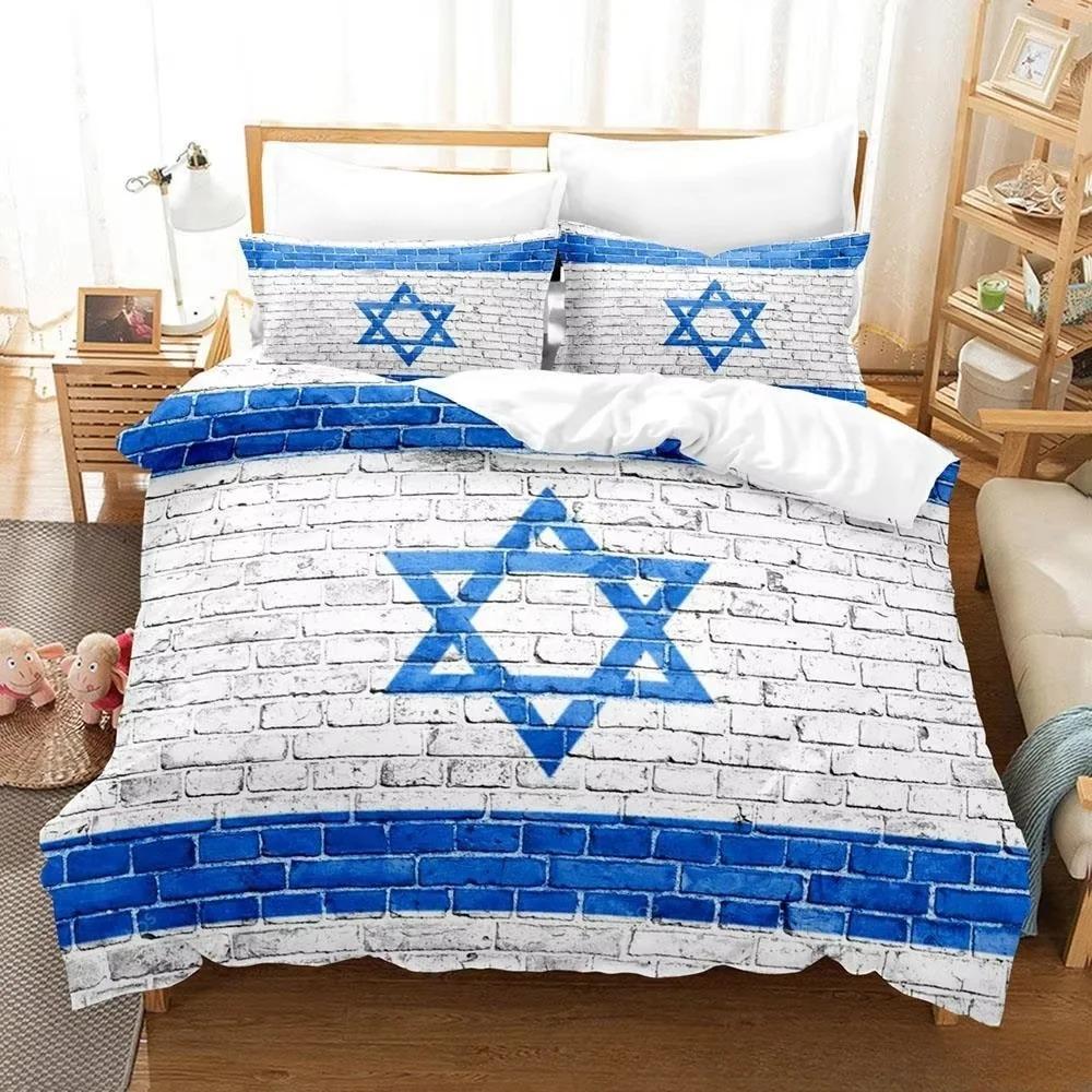 New 3d Print Israel Flag Bedding Set Duvet Cover 1 Duvet Cover 2 Pillowcases Adult and Kids Bedding Set Luxury Children's Gifts