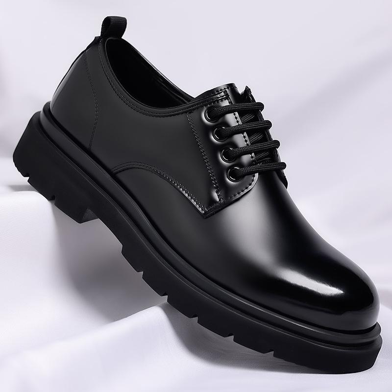 Fashion Spring Autumn British Casual Derby Shoes Men Formal Wedding Black Shiny Leather Shoes Male Fashion Casual Lace Platform Loafers
