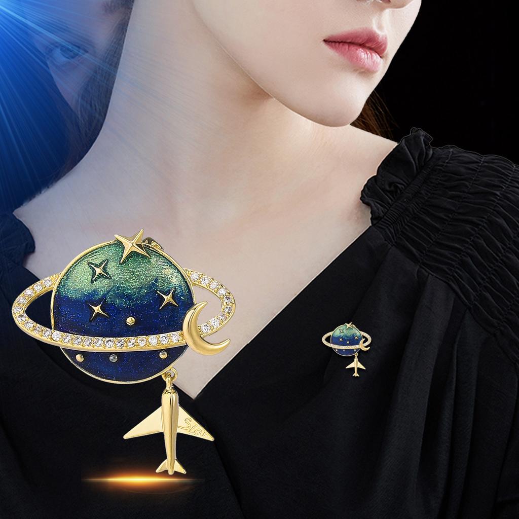 Nuova Moda Personalità Ins Spilla Pianeta Placcata Rame Oro Vero Piccolo Corsage Cappotto Accessori Abbigliamento Spilla Carina